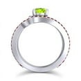thumbnail image 4 of Anneau de Mariage en Péridot et Rubis Rouge pour Fiancée 18K en Or Blanc Taille 4, 4 of 8
