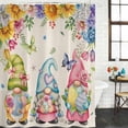 thumbnail image 2 of Easter Eggs Shower Curtain, Waterproof Shower Curtains for Bathroom, Cute Gnomes Flowers Butterflies Botanical Beige Washable Fabric Bathtub Curtain Set Bath Decor with 12 Hooks 48"x72", 2 of 8