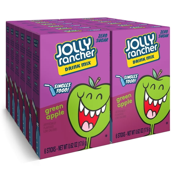 Jolly Rancher Green Apple To Go Drink Mix Singles, 0.62 oz, 6 Packets, 12 Count