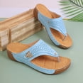 thumbnail image 6 of Womens Sky Blue Summer Sandals | Comfortable Wedge Thong Sandals with Cushioned Insole & Breathable Cutouts for Walking, Casual Outfits,Size 6.5, 6 of 9