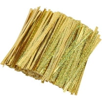 500Pcs Wire Twist Ties 100x4x0.5mm Gold Plastic Twist Ties Gift Wrapping Supplies Packaging Decorations