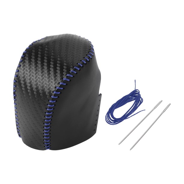 Cubierta de pomo de cambio de marchas Unique Bargains, protector de manija de cambio para Honda HR-V 2023-2024, fibra de carbono negra, cuero sintético azul, 1 pieza, antideslizante para automóvil