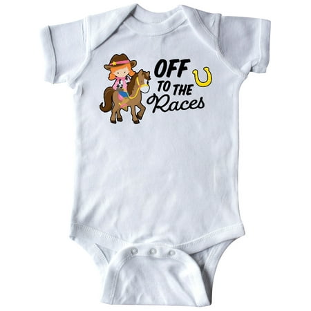 

Inktastic Off To The Races with Cowgirl on Horse Gift Baby Girl Bodysuit