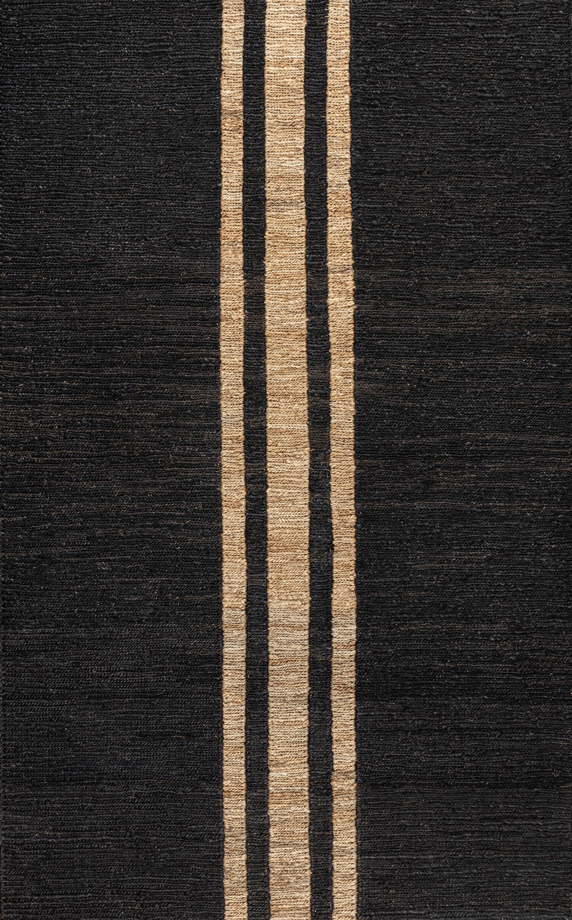 JONATHAN Y NATURAL FIBER 5 x 8 Area Rug, Olivier Rustic Farmhouse Stripe Jute - Black/Natural, NRF200B-5