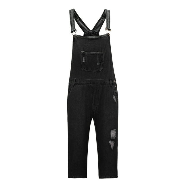 SHIXIAOO Mens Fashion Denim Suspender Shorts Loop Edge DenimRomper Shorts Casual Jeans