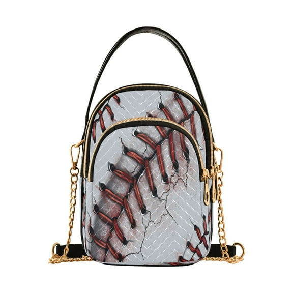 ALAZA Chain Crossbody Bags for Women Baseball Pattern Shoulder Handbag Phone Purse