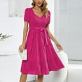 thumbnail image 2 of Women's Flowy Casual Mini Dresses Summer Smocked V Neck Flutter Sleeve Ruffle Dress, 2 of 8