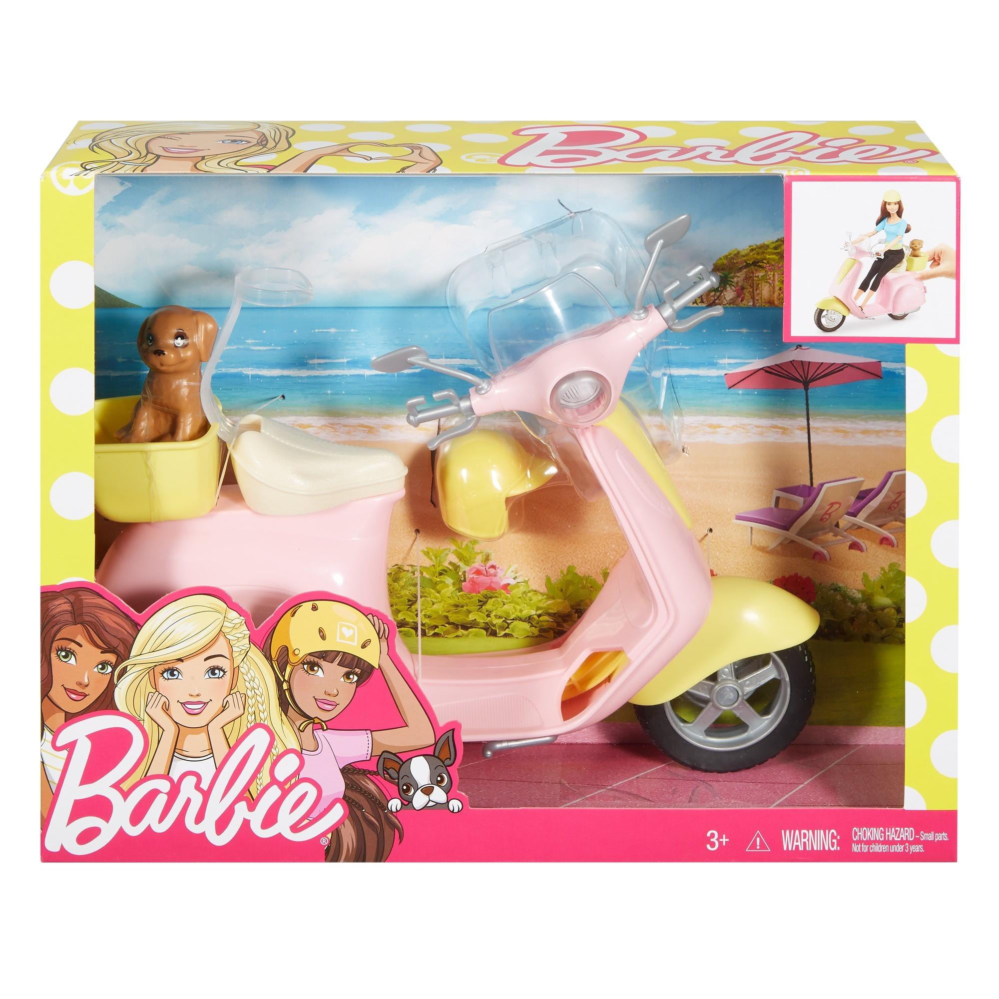 Barbie Scooter Moped with Basket and Puppy 