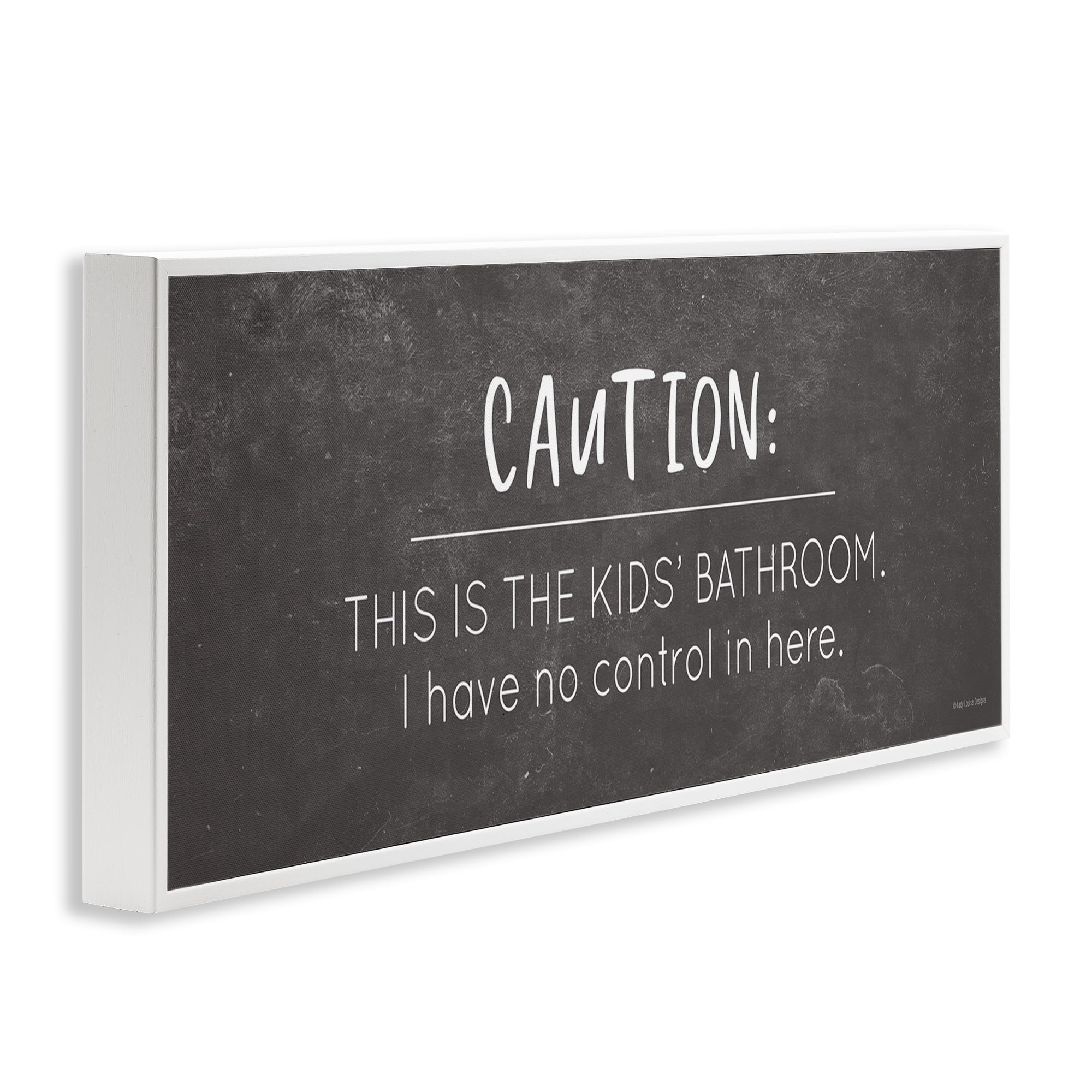 Stupell Industries No Control Here Bathroom Typography Painting White Framed Art Print Wall Art, 24 x 10
