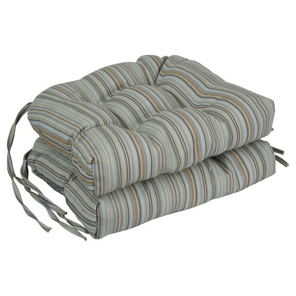 Blazing Needles 16-inch Premium Olefin Tufted Outdoor Chair Cushions (Set of 2)