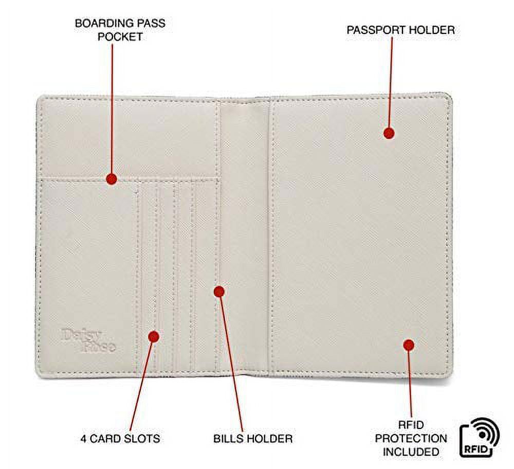 Daisy Rose Luxury Passport Holder Cover Case | PU Vegan Leather RFID Travel Organizer Card Holder (Cream) - image 2 of 6