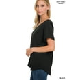 thumbnail image 2 of Zenana Plus Size V-Neck Heavy Dobby Boat Neck Rolled Short Sleeve Blouse Top, 2 of 4