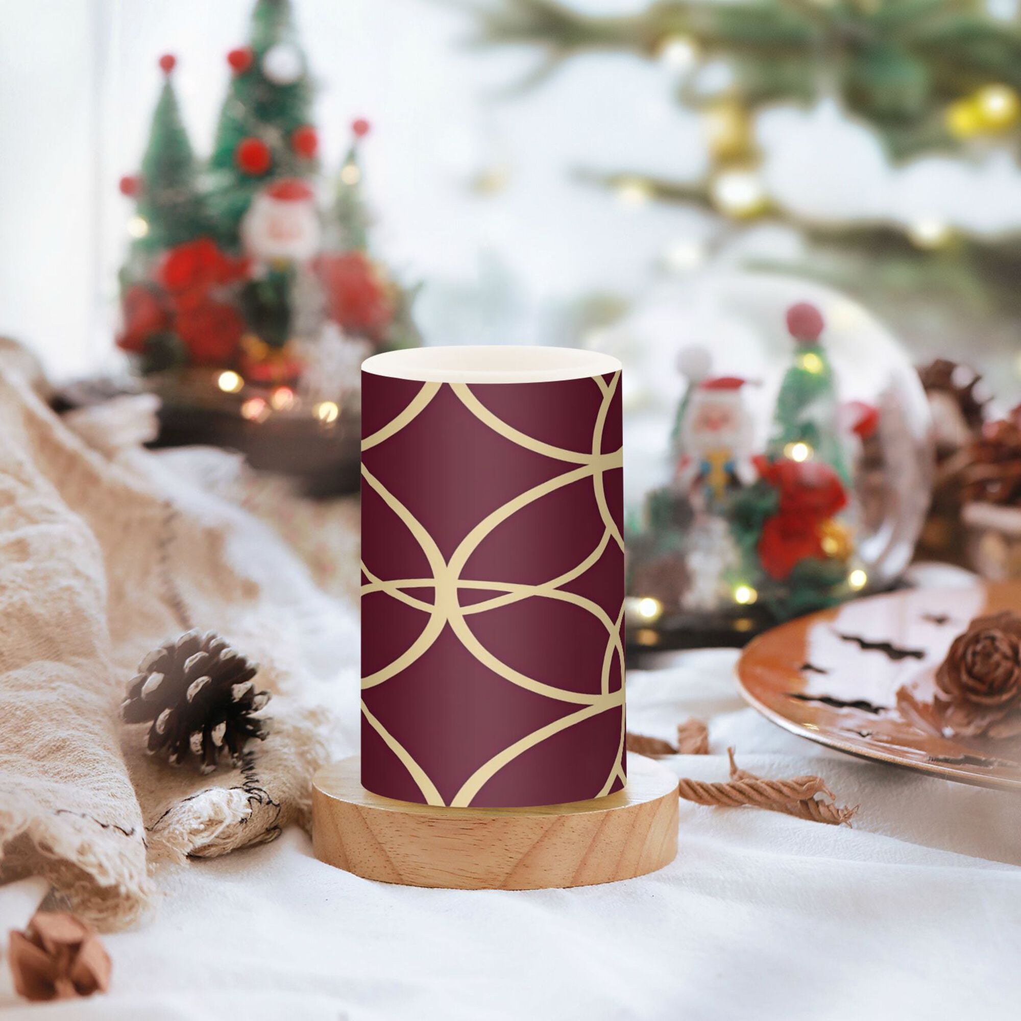 Yayeee Flameless Candles with Remote Flickering Battery Operated Multi Color Changing, Red Circles