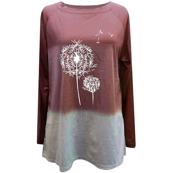 Suéter suelto de manga larga para mujer, cuello redondo, estampado informal, sudadera para niña, rojo oscuro, XXL sidaley AP003825-17