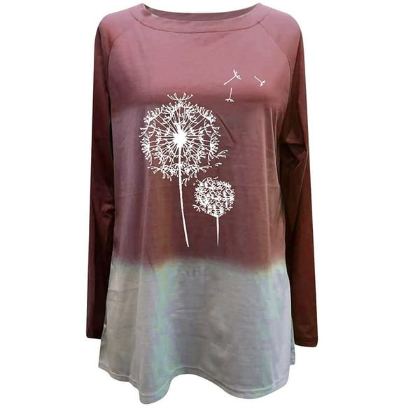 Suéter suelto de manga larga para mujer, cuello redondo, estampado informal, sudadera para niña, rojo oscuro, XXL kenally AP003825-17