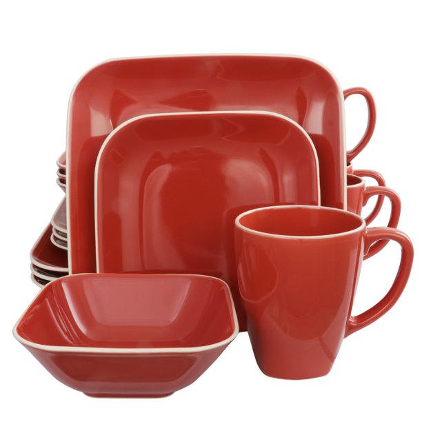 16Piece Dinnerware Set, Red