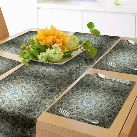 

Baroque Table Runner & Placemats Vintage Style Ornamental Motifs Eastern Details Set for Dining Table Decor Placemat 4 pcs + Runner 12 x72 Sepia Dark Tan by Ambesonne