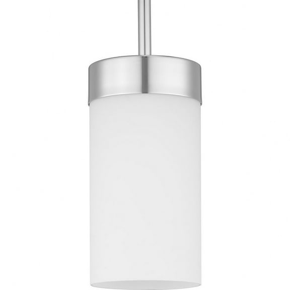 Progress Lighting Elevate 1-Light Mini Pendant, Polished Chrome, Etched White Glass Shade
