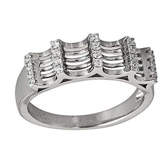 Decadence Sterling Silver Pave Valley Fash Cubic Zirconia Ring