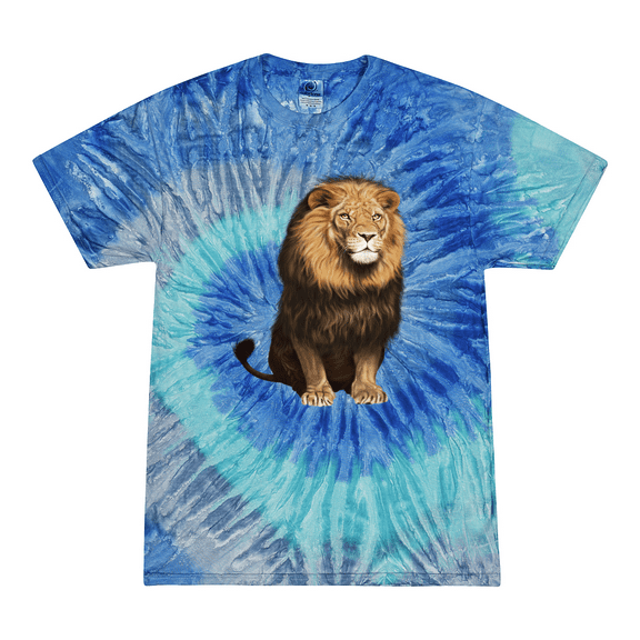 Wild Bobby, Cute Sitting African Lion Animal Lover Tie-Dye T-Shirt