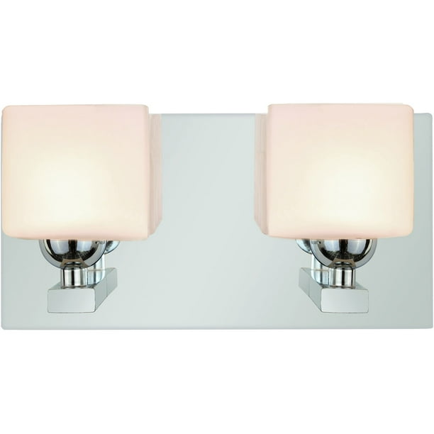 Bathroom Vanity 2 Light Fixture With Polished Chrome Finish Metal