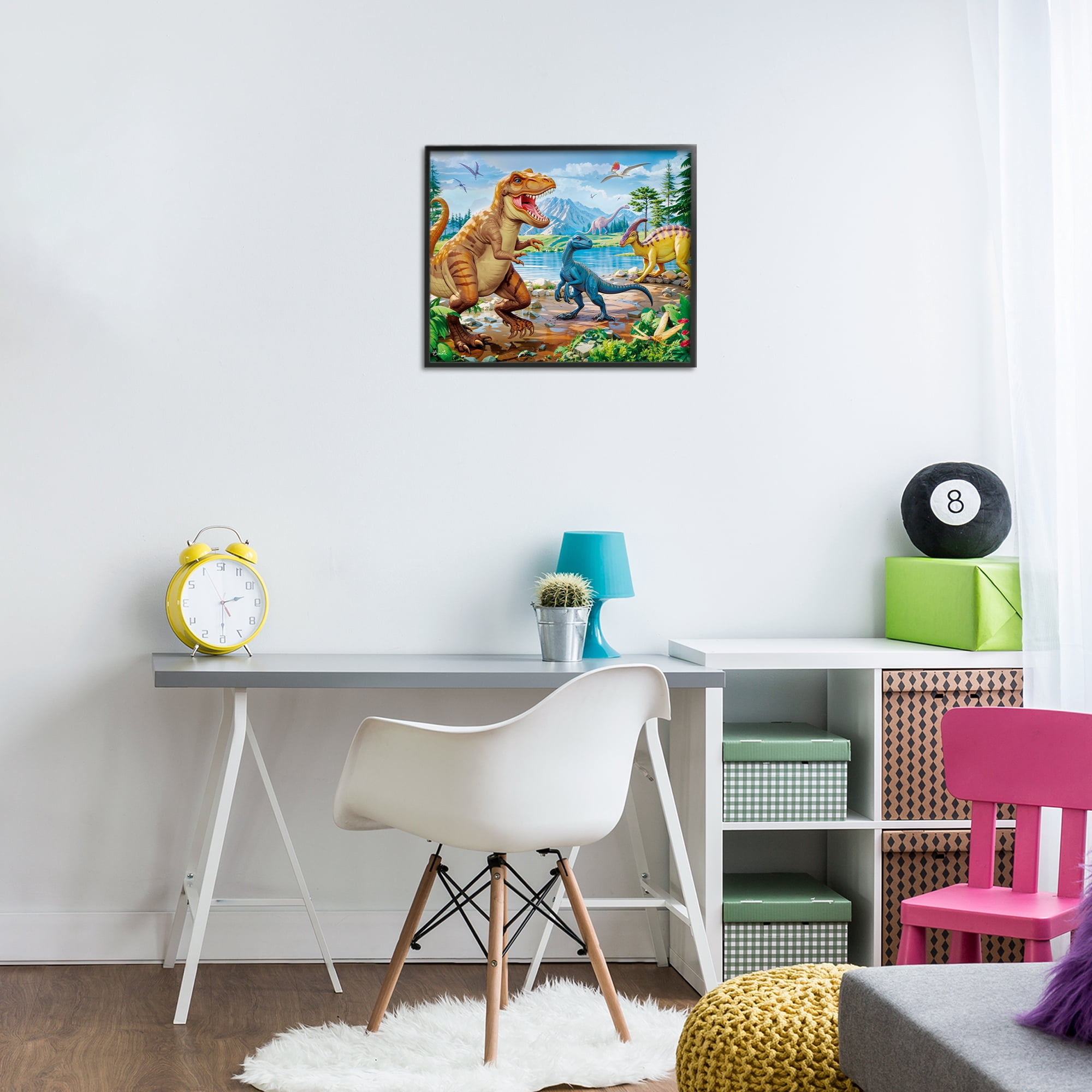 Stupell Industries Lush Jurassic Lakeside Black Framed Giclee Art, design by Henriette Chinaglia