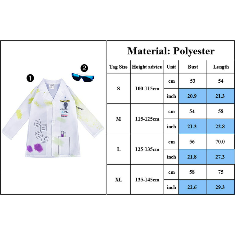 Lewtemi Set of 6 Halloween Doctor Scientist Lab Costume Kit for Kids Role Play Set for Toddler Boys Girls Gifts (8-10 Years)