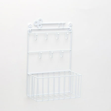 

Msuo Command Hooks Wall Hanging Organizer Key Hooks Holder Storage Basket Decorative Iron Rack Decoration for Kitchen Bedroom Bathroom Office White