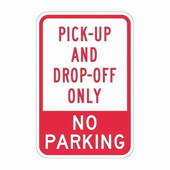 Lyle No Parking Sign, 12" W, 18" H, English, Aluminum, White T1-3077-EG_12x18