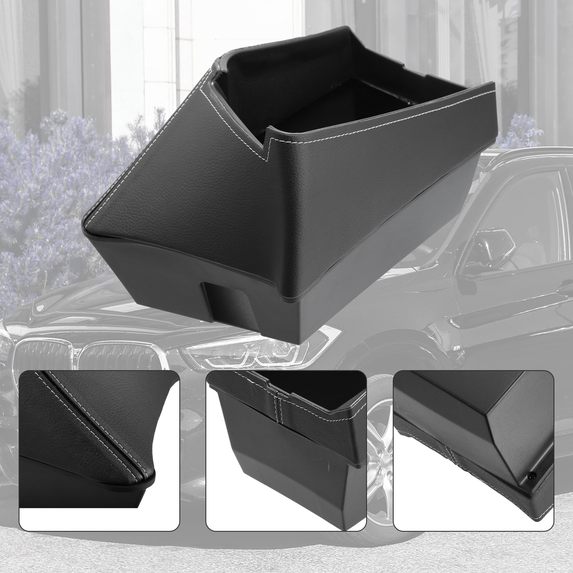 Unique Bargains Car Center Armrest ABS Storage Box Organizer Container Tray Black for BMW X1 F48 for BMW X2 F47 Red Side