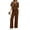 Coffee, variant on Lounge Sets for Women Casual 2 Piece Outfits Summer V Neck Short Sleeve Tops and Wide Leg Pants Pajamas Sets
