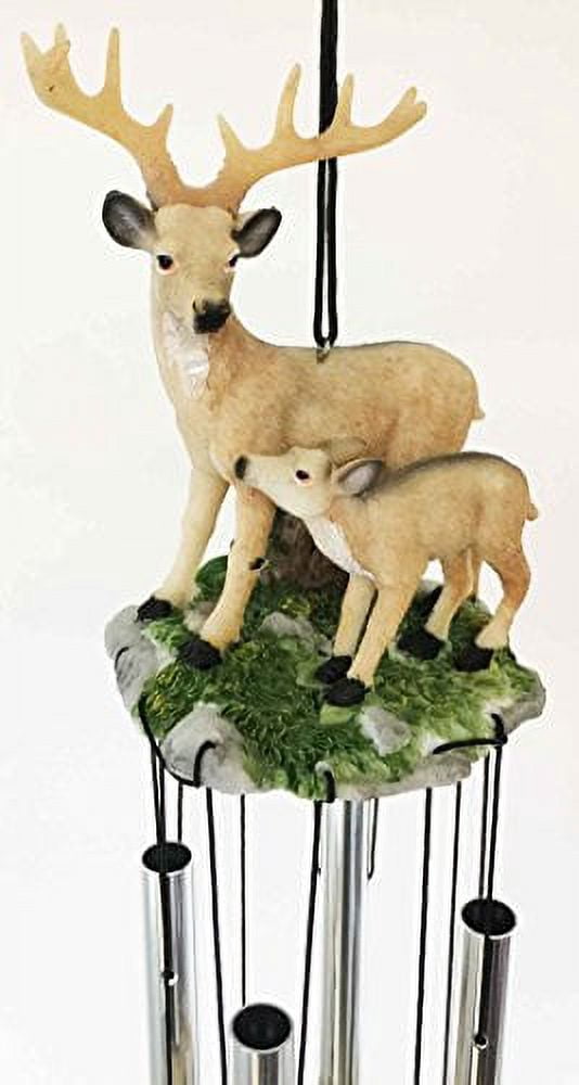 Woodlands Buck Deer Fawn Baby Family Resonant Relaxing Wind Chime Garden Patio