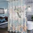 thumbnail image 6 of Marine Life Shower Curtain, Ocean Turtle Coral Starfish Seashell Coastal Beige Wooden Waterproof Shower Curtain Set with 12 Hooks Lightweight Bath Curtains Fabric Bathroom Decor 72x84 Inches, 6 of 9