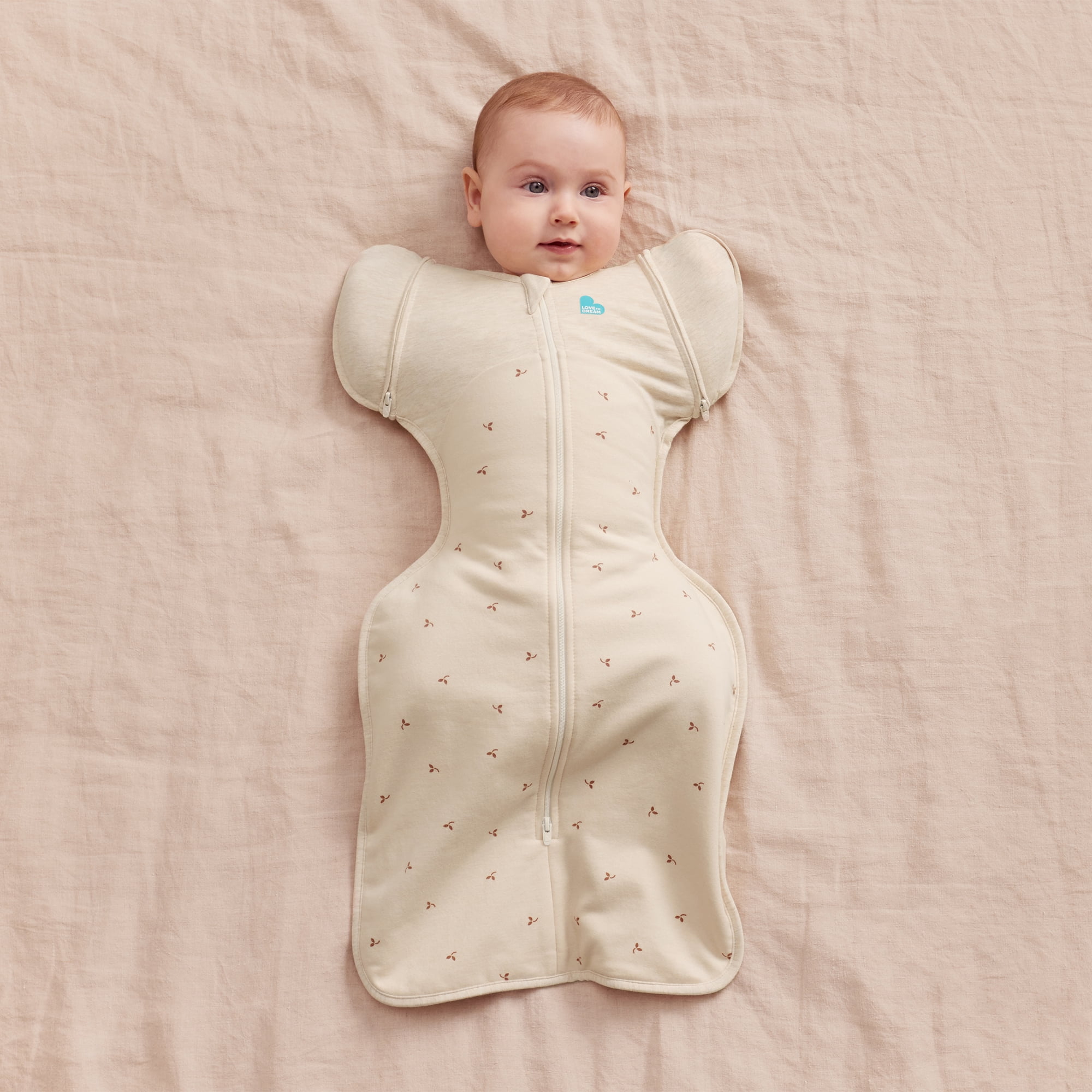 Love to Dream Swaddle UP Transition Baby Sleep Bag Fleece 1.5 TOG, Zip-Off Wings, Large 19-24 lbs, Oat Twigs