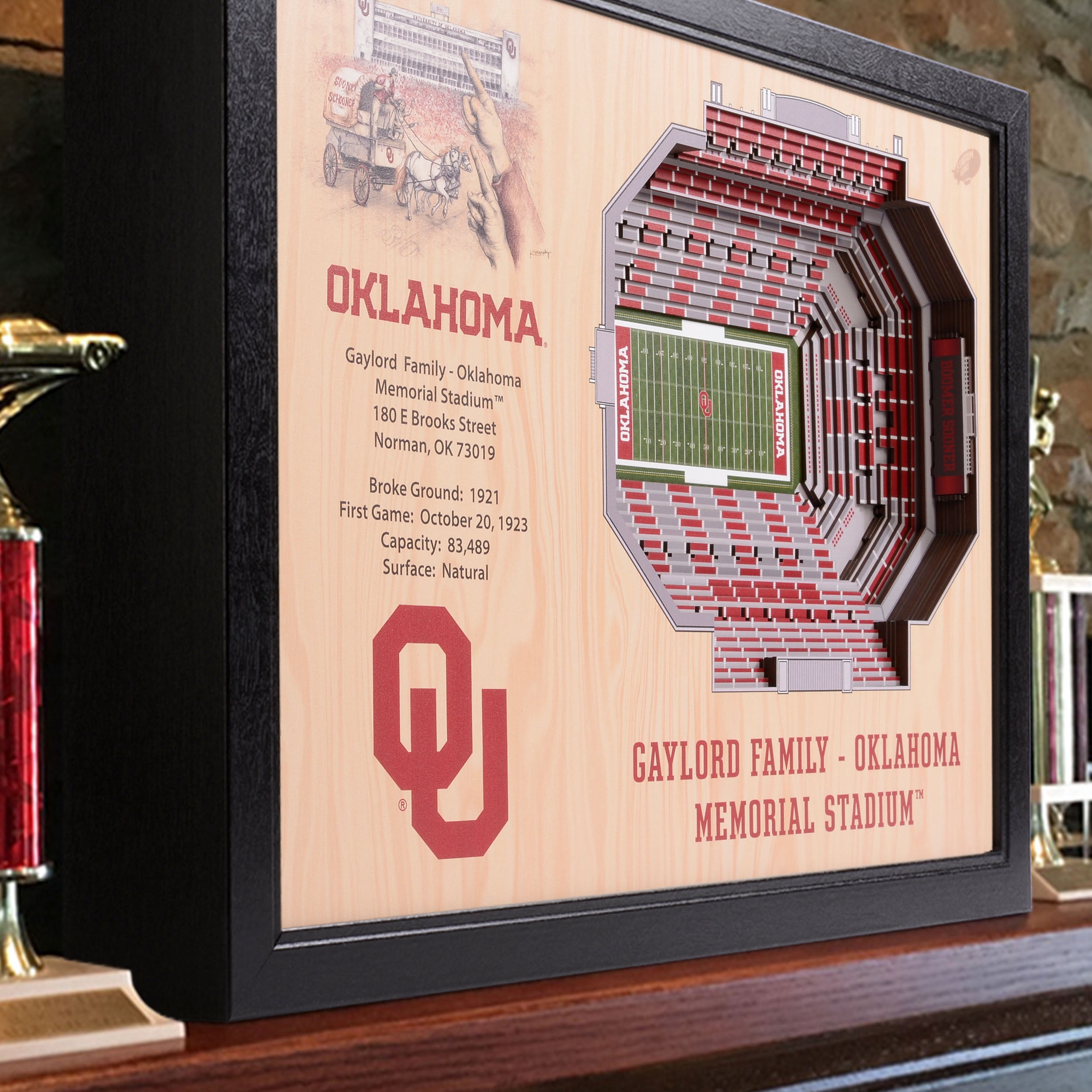 YouTheFan NCAA Oklahoma Sooners FB 25-Layer Stadiumview Wall Art