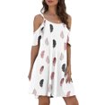 thumbnail image 1 of SMihono Robe d'Été pour Femmes Grande Taille Mode Femmes Été Décontractée Col Rond Imprimé Manches Courtes Poche Robe Mini, 1 of 7