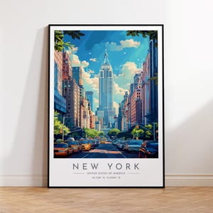 New York United States Travel Poster, 8x12 UNFRAMED