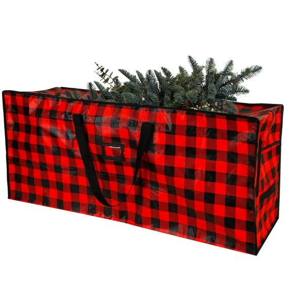 Mozhitti Christmas Tree Storage Bag Plastic Christmas Tree Bag Large Christmas Tree Storage Box Storage Container Reinforced Handles Zippers For 7.5ft Holiday