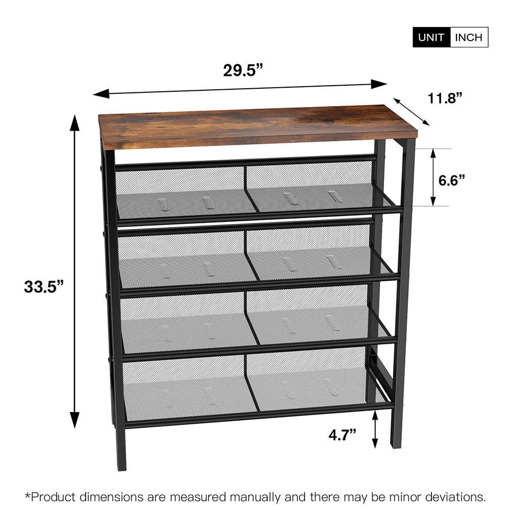 Lowestbest Industrial Shoe Rack with 4 Mesh Shelves, Suitable, Adjustable Country Style 5-Tier Storage Shelf Storage Organizer for Entrance Lowestbest Industrial Shoe Rack with 4 Mesh Shelves, Suitable, Adjustable Country Style 5-Tier Storage Shelf Storage Organizer for Entrance