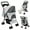 Grey, variant on Lanzxjv 4 Wheels Pet Stroller, Foldable Cat And Dog Stroller with Mesh Windows, Cup Holder, Storage Basket, Breathable Pet Strolling Cart Holds up to 22lbs for Small Medium Dogs Cats All-Season Use