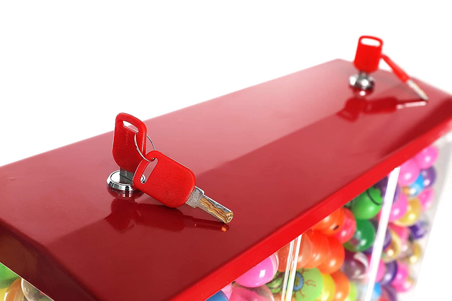 Vending Machine - Commercial Gumball and Candy Machine with Stand - Red Triple Vending Machine with Interchangeable Canisters - Coin Operated Candy Dispenser and Gumball Machine - Vending Dispenser
