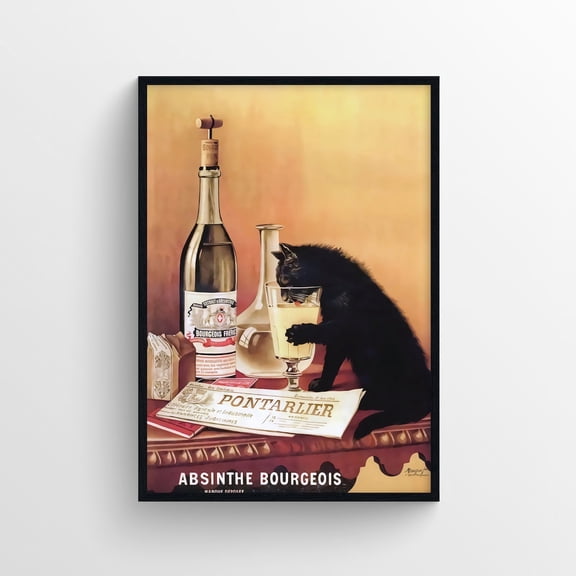 Cat Absinthe Poster - Wall Art, Wall Decor, Wall Art Prints,Vintage, Vintage Art, Wine Poster, Retro Wall Poster, Trendy Poster Wall Art, Modern Wall Decor, 8x12 UNFRAMED