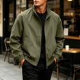 thumbnail image 4 of Dweltoz Men's Lightweight Bomber Jacket Casual Stand Collar Zip Up Soft Outerwear with Side Pockets Fall Winter Fashion Jackets,Army Green 3XL, 4 of 5