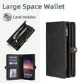 thumbnail image 4 of Allytech Detachable Magnetic Wallet Case for Samsung Galaxy S23 Ultra with Wrist Strap, Large Capacity Luxury PU Leather Card Slots Zipper Cash Pocket Shockproof Protective Wallet Case - Black, 4 of 7