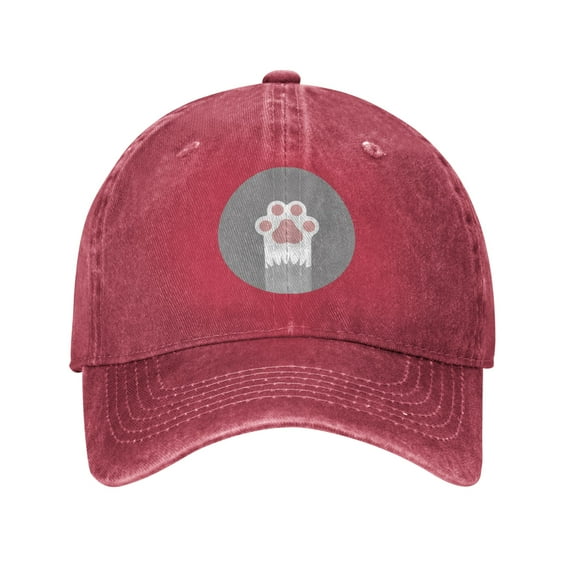 ZICANCN Lovely Cat'S Paw Adjustable Baseball Cap Women , Hats for Men Adult Washed Cotton Denim Baseball Caps Fashion Red