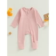 thumbnail image 2 of Cenuakty Newborn Baby Romper Pajamas Long Sleeve Crew Neck 2 Way Zipper Footless Jumpsuit Sleeper, 2 of 8