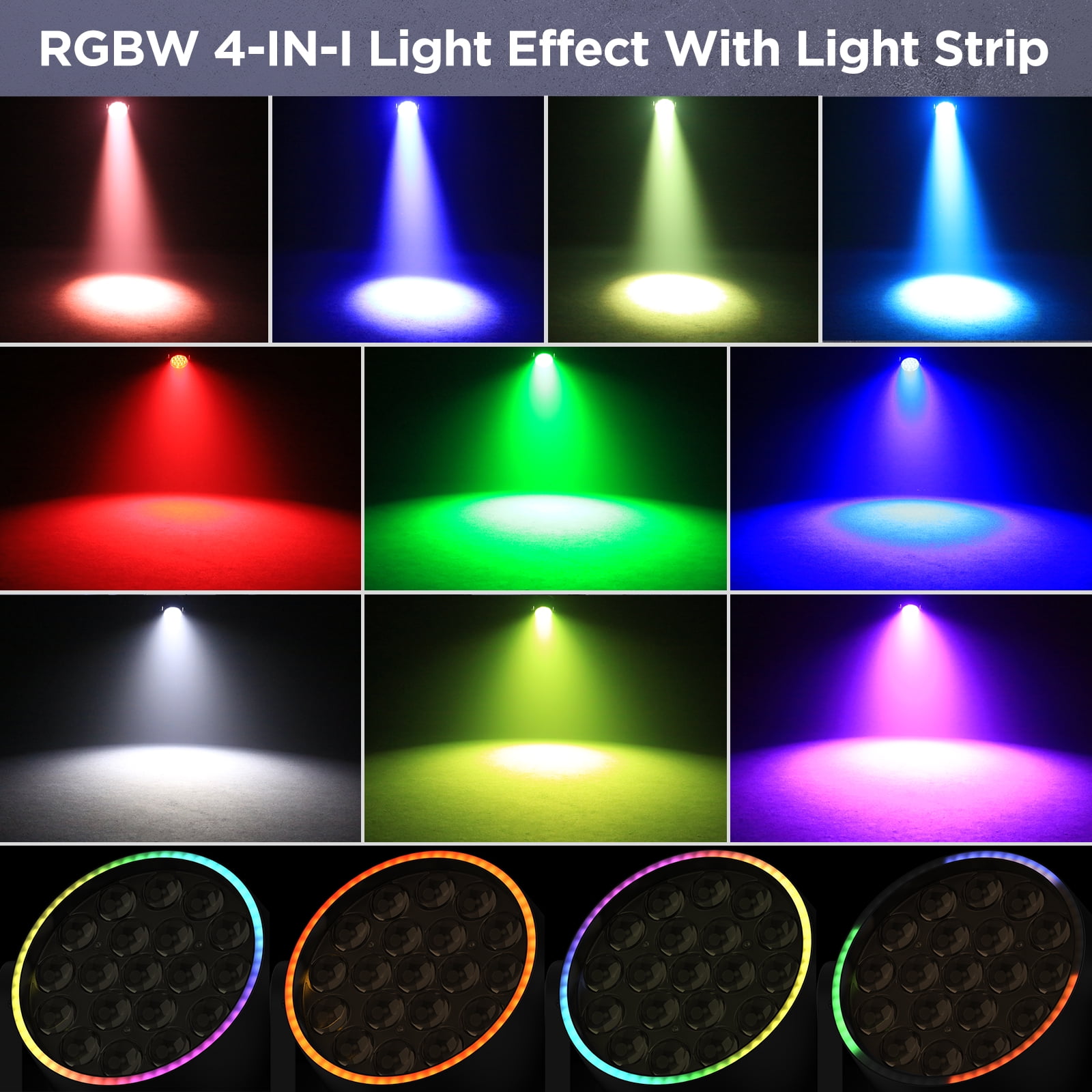 LED Moving Head Light 19x8W Beam/Wash/Zoom Effect Stage Lights, 2pcs RGBW 4in1 DJ Lights with RGB LED Outer Aperture Effect for Music Party Disco Wedding