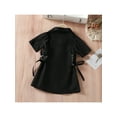 thumbnail image 4 of 2-7Y Kids Girls Summer Dress Jacket Solid Color Short Sleeve Lapel Buttons Bandage Waist Blazer Dress Fashion Baby Clothes, 4 of 10