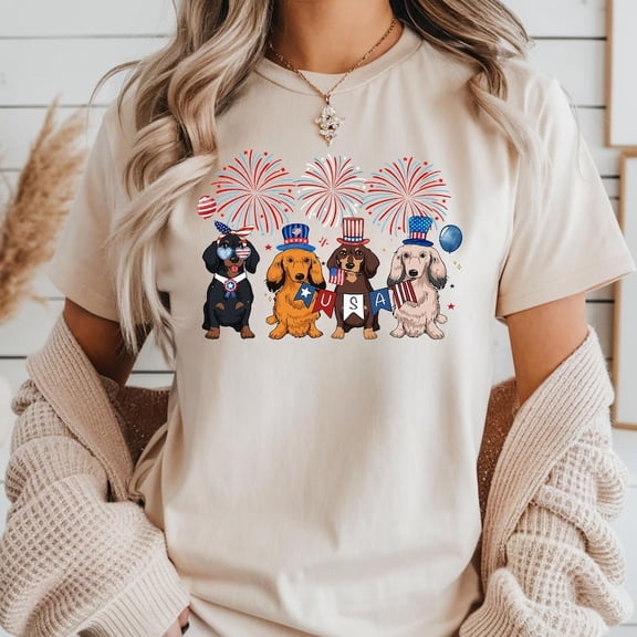 Cute 4th of July Shirt, Dachshund Shirt, Independence Day Tee, USA Flag Shirt, Patriotic Tees, Freedom Shirt, Womens Fourth of July, USA Tee