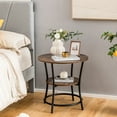 thumbnail image 4 of Costway 2 PCS 2-Tier Sofa Side End Table Round Nightstand with Sturdy Metal Frame Brown, 4 of 10